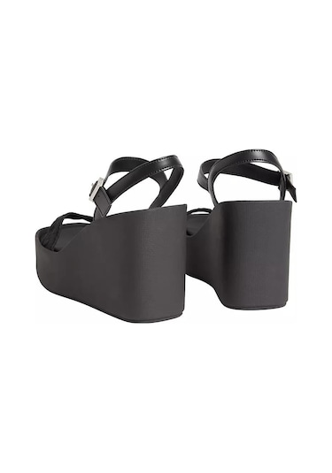 Calvin Klein Kadın Wedge Bantlı Deri Sandalet-14756 Siyah