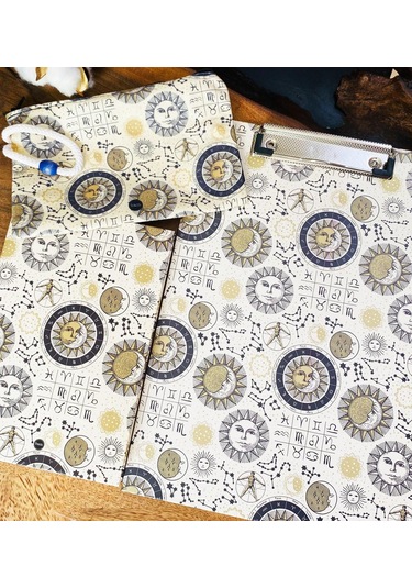 Tarot Ay Ve Güneş Tasarımlı Sekreterlik Defter Ve Kalemlik Kırtasiye Seti 2871