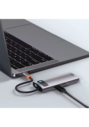 Baseus Metal Gleam 5In1 Multifonksiyonel Type-C Hub Adaptör Dock-Gri (551581989)