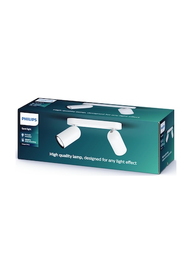 Philips myLiving Pongee Tavan/Duvar 2'li Beyaz Spot Lamba GU10 Duy (Ampul birlikte verilmez)
