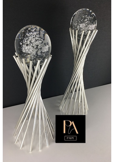 Gümüş K 2'li Ofis Metal Aksesuar Biblo Ev Salon Dekorasyon Obje