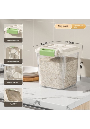 Ranyeek Gıda Seviyesi Pp Plastiği Muhafaza Kabı, Nem Ve Haşere Engeli, Transparent 5 Kg Kapasite, Ölçüm Kasesi İle, Mısır Ve Tahıllar İçin Güvenli Saklama Diğer