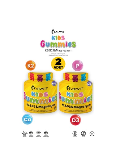 Atavit Kids D3 K2 Magnezyum 60 Gummies 2 Adet