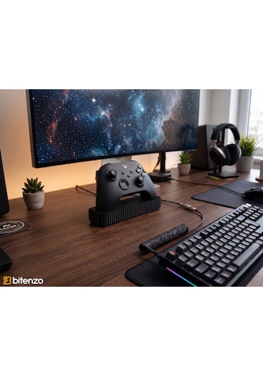 Izgara Tasarım Masaüstü Oyun Kolu Standı, Gamepad Tutucu - Siyah