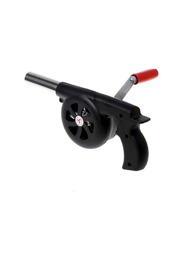 Yaleker El Tipi Kamp Ocağı Üfleyici - Manuel Kollu Metal Barbekü Fanı Siyah