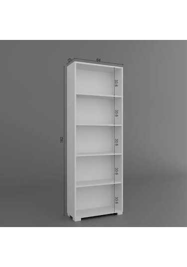 Lucas Serisi Mat Beyaz 5 Raflı Kitaplık Beyaz