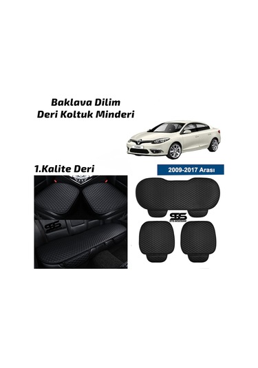 Renault Fluence 2009-2017 Siyah Deri Oto Koltuk Minderleri