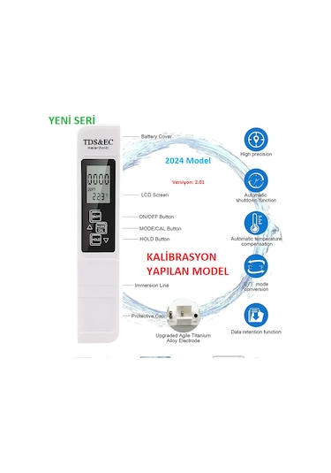 Ec/ppm Metre Tds Ölçer-su Kalitesi Ölçer Versiyon 2.01 Kalibrasyo