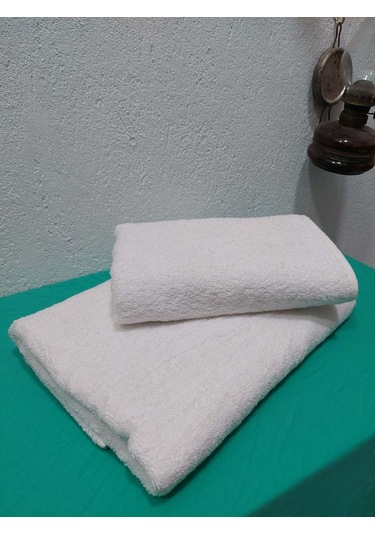 Mef Collection Banyo Havlu Seti Orta Boy Beyaz 2'li