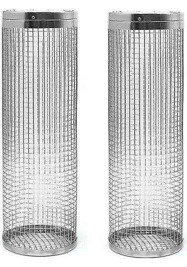 2 Adet Tekerlekli Izgara Sepeti - Şimdiye Kadarki En İyi Izgara Sepeti, Yuvarlak Paslanmaz Çelik Izgara Ağı Fq