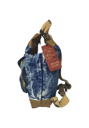 Kaliteli Küçük Boy Tek Gözlü Vintage Salaş Disayn Sırt Günlük Gezi Trekking Çantası S Boy 19cmx32cm Mavi