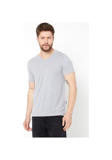 Erkek Çok Renkli T- Shirt Regular Fit Rahat Kesim V Yaka 5'li Basic Tişört Paketi