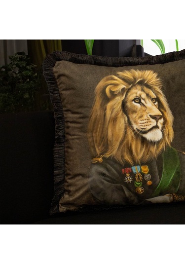 Mr. Lion Kadife Yastık/kırlent Dolgu Boncuk Elyaf Uluslararası Yıkama Ve Solmama Sertifikası Çok Renkli