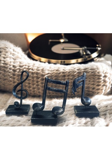 10cm-20cmlik Kırılmaz Polyester Siyah Renk,nota Desenli Biblo