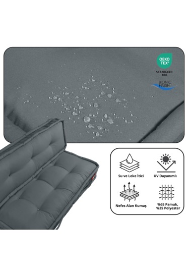 Xpermate Bisküvi Minder Petek Önü Fransız 60x120x14 Antrasit