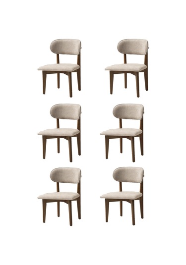 Nergis Sandalye Ahşap Gürgen 6 Li Set Cafe,restaurant,mutfak,salon,yemek Odası Sandalyesi Ceviz