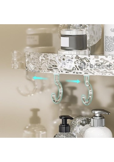 Şeffaf Depolama Rafı Üçgen Şekli Vantuz Duş Caddy Hızlı Drenaj Depolama Rafı Mutfak Şeffaf