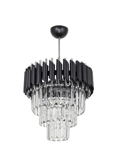 Palmira 35'lik Kristal Taşlı Lüks Avize - Siyah - Krom Siyah