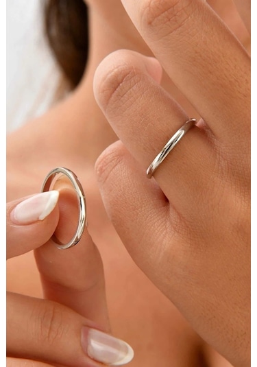 2 Mm Bombeli Süper Ince Gümüş Alyans Çifti Söz Yüzükleri Wr85