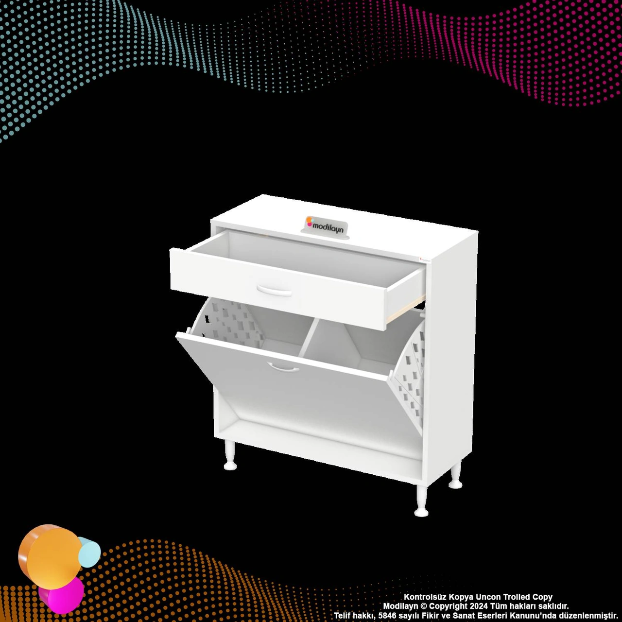 Mira 2 Göz Sepetli Dolap Sebzelik Düzenleyici Dolap 80x88x32,5 Cm Beyaz