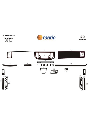 Volkswagen Crafter Piano Black Kaplama 2019 Sonrası 29 Parça Seçenekler