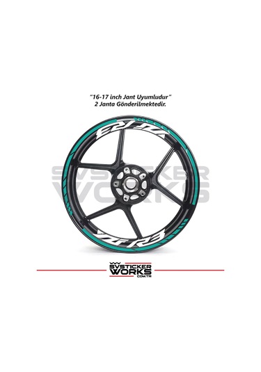 Yamaha Yzf-r3 Yazılı Jant Sticker Dış Ve İç Set Sticker Jant Şeridi Turkuaz