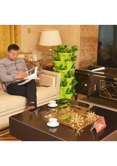 Novahub Kahve 1 Takım Bahçe Potu Tekerlekli İstiflenebilir Çok Katmanlı Çilek Bitki Bahçe Ekici Ev Gereçleri