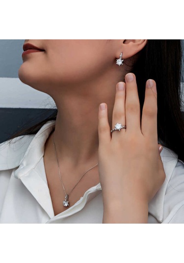 Casera's Gümüş Çiçek Desenli Kadın Set Csr2185267 Gümüş