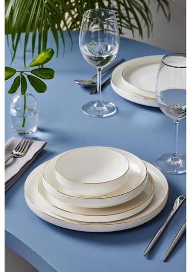 Karaca  Stream Bone Saturn 24 Parça 6 Kişilik Yemek Takımı Gold