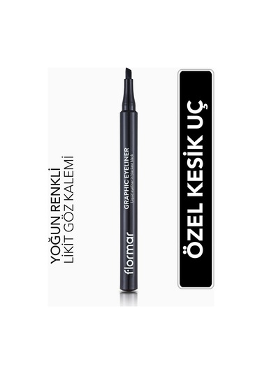 Flormar Kesik Uçlu Grafik Göz Kalemi (Siyah) - Graphic Eyeliner - 001 Black - 8690604478507
