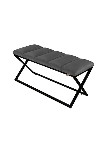 Varcera Black- Gri Dilimli Model Puf & Bench & Koltuk & Oturma Bankı & Yatak Odası Önü