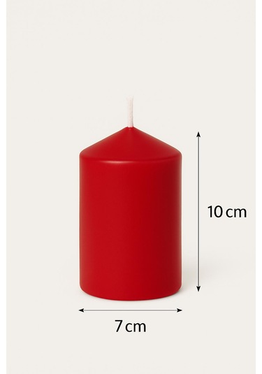 Silindir Mum 7x10cm Kırmızı Kırmızı