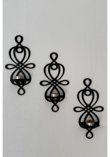 3 Lü Ahşap Duvar Mumluk Seti