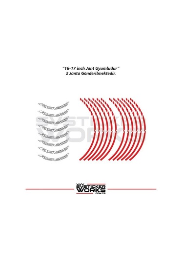 Bajaj Rs200 Jant Sticker Dış Ve İç Set Sticker Jant Şeridi Kırmızı 36387802