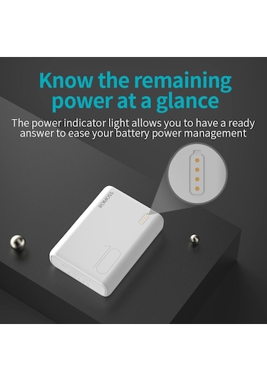 Novahub Romoss Mini 10000mah Hızlı Şarjlı Çift Usb Cihaz, Beyaz