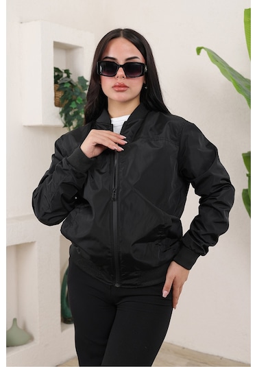Bomber Kolej Su Geçirmez Ceket Siyah Bndk