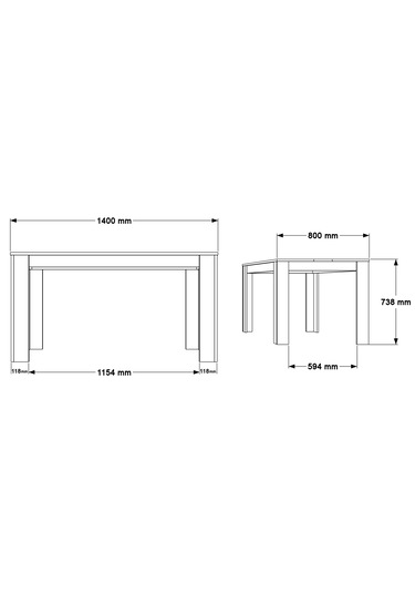 Robin Home Lena Yemek Masası 140x80 Sepet-beyaz