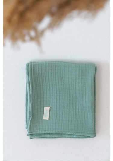 Organik Pamuk Ekstra Yumuşak 4 Katlı Müslin Battaniye Çağla Yeşili 85x100 CM Çağla Yeşili