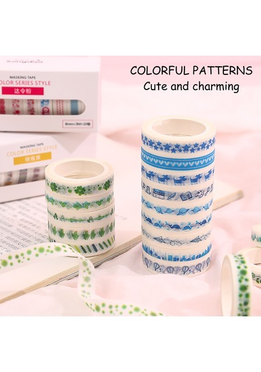 Geeroyoo "10 Rulo Renkli Washi Bant Seti - Dıy Günlük Dekorasyon Ve Hediye Paketleme İçin"