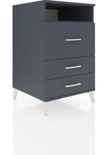 Kronos Komodin Tek Raflı 3 Çekmeceli 60x59x96 Antrasit-antrasit Antrasit