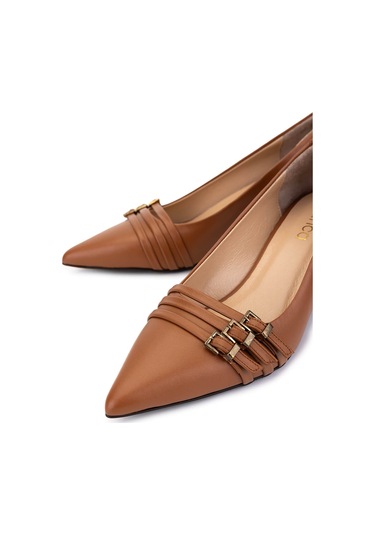 Tamer Tanca Kadın Hakiki Deri Taba Deri Topuklu Ayakkabı 1160 26553 Bn Ayk Sk25-26 Taba Dr Taba