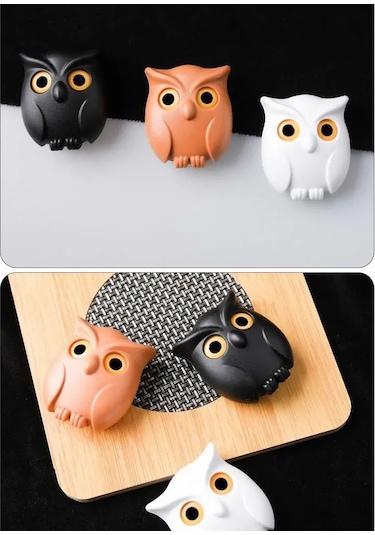 Kangvka Duvar Üstü Baykuş Desenli Manyetik Anahtar Tutucu - Kolay Kurulum, Animasyonlu Gözler Ve Sağlam Tutma Özelliği Beyaz