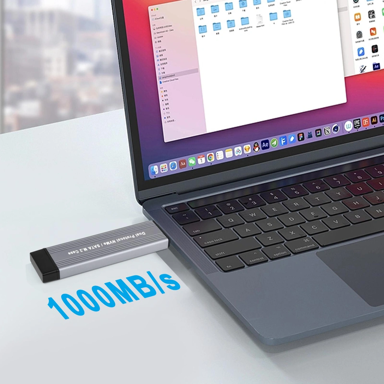 Sones M.2 Nvme 10gbps Usb3.1 Gen2 Nvme Sabit Disk Muhafazası, Doğrudan Takılabilir Usb + Type-c Çift Arayüz