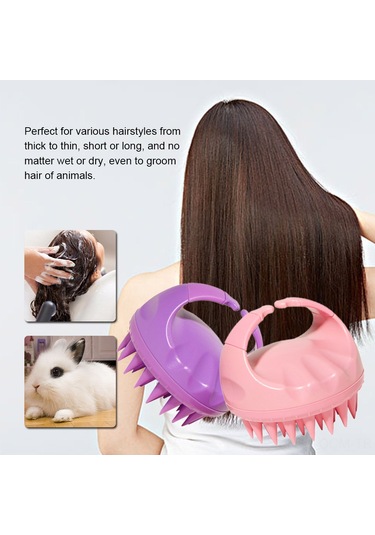 Qingmipy Yumuşak Silikon Şampuan Fırçası: Saç Derisi Masajı Ve Temizlik İçin Ergonomik Tasarım, Pembe