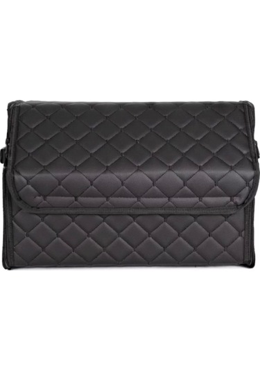 Oto Bagaj Organizeri Kapitone Deri Çanta Siyah Renk