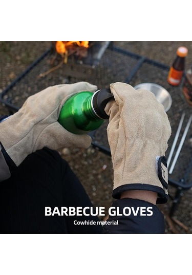 Homyl Deri Güvenlik İş Eldivenleri Yangın Isı Direnci Haki