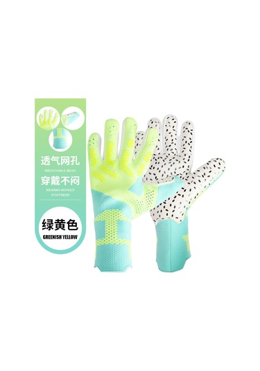Futbol Eldivenleri Kalınlaştırılmış Kaymaz Nefes Alabilen Parmak Koruyucu Aşınmaya Dayanıklı Kaleci Evrensel Eldivenler Yeşil Sarı