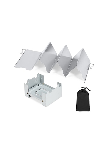 Ön Camlı Cep Alkol Sobası, Açık Kamp Yürüyüş Sırt Çantasıyla,y16434 Gri