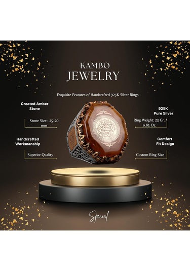 David Yıldızı Erkek Yüzüğü, El Yapımı Yüzük, 925 Ayar Gümüş Erkek Yüzüğü Gümüş