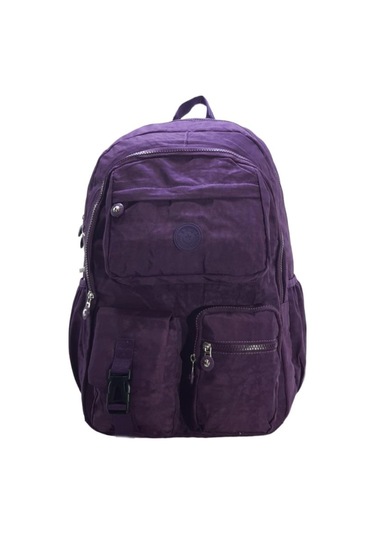 Klinkır Okul Çantası Lise Ortaokul Üniversite Kadın Sırt Çantası Hafif Kumaş Çok Cepli Mor